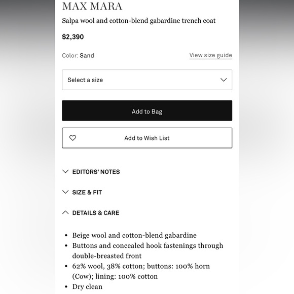 Max Mara Wool Blend Gabardine Trench - Picture 8 of 8